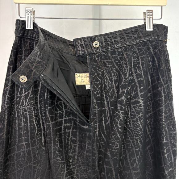 DERO Enterprises by Rocco  VTG 14 Patterned Leather Skirt A Line Midi Black M L - Picture 6 of 8